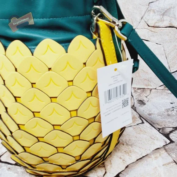 #bagsavenue pineapple bucket crossbody yellow novelty with coin purse Kate spade